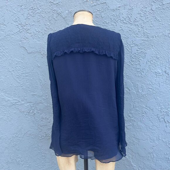Diane Von Furstenberg Blue Silk Blouse Size Xs Bell Sleeves Womens career office - Picture 6 of 10